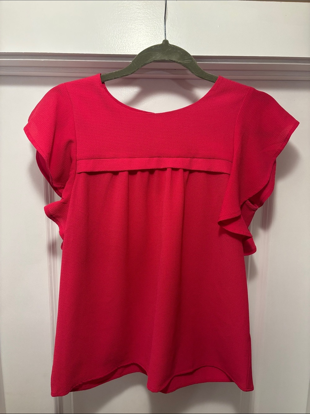 Monteau Bright Pink Flutter Sleeve Blouse